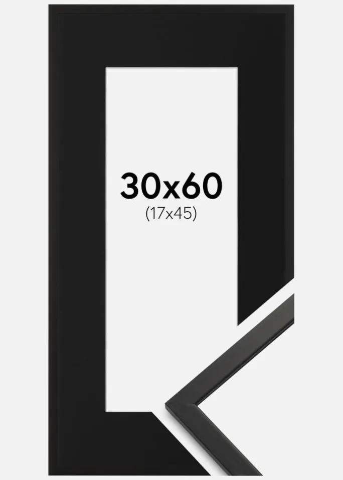Ramme Edsbyn Sort 30x60 cm - Passepartout Sort 18x46 cm