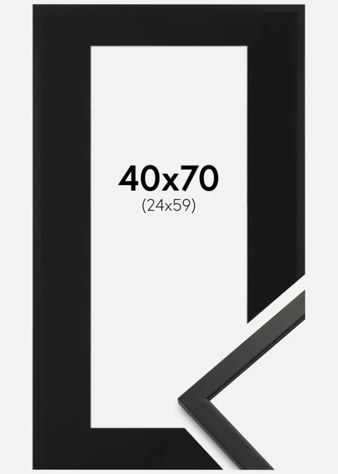 Ramme Edsbyn Sort 40x70 cm - Passepartout Sort 25x60 cm