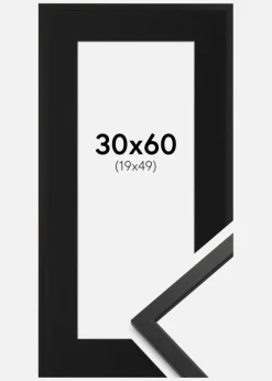 Ramme Edsbyn Sort 30x60 cm - Passepartout Sort 20x50 cm