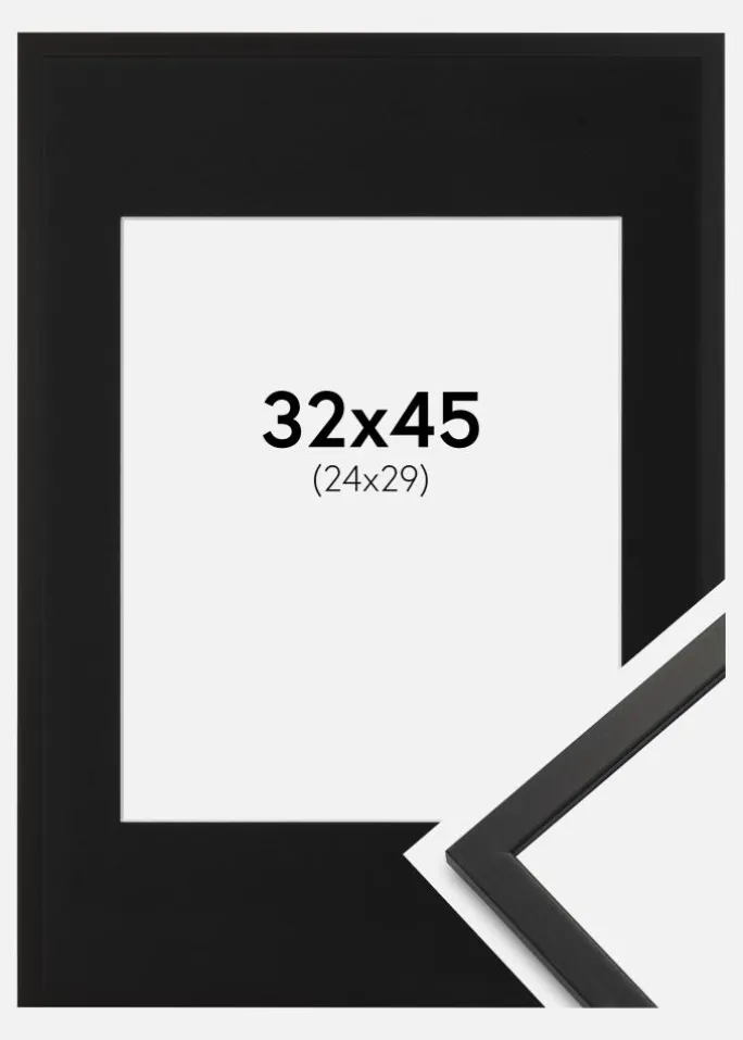 Ramme Edsbyn Sort 32x45 cm - Passepartout Sort 25x30 cm
