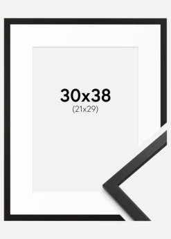 Ramme Edsbyn Sort 30x38 cm - Passepartout Hvid 22x30 cm