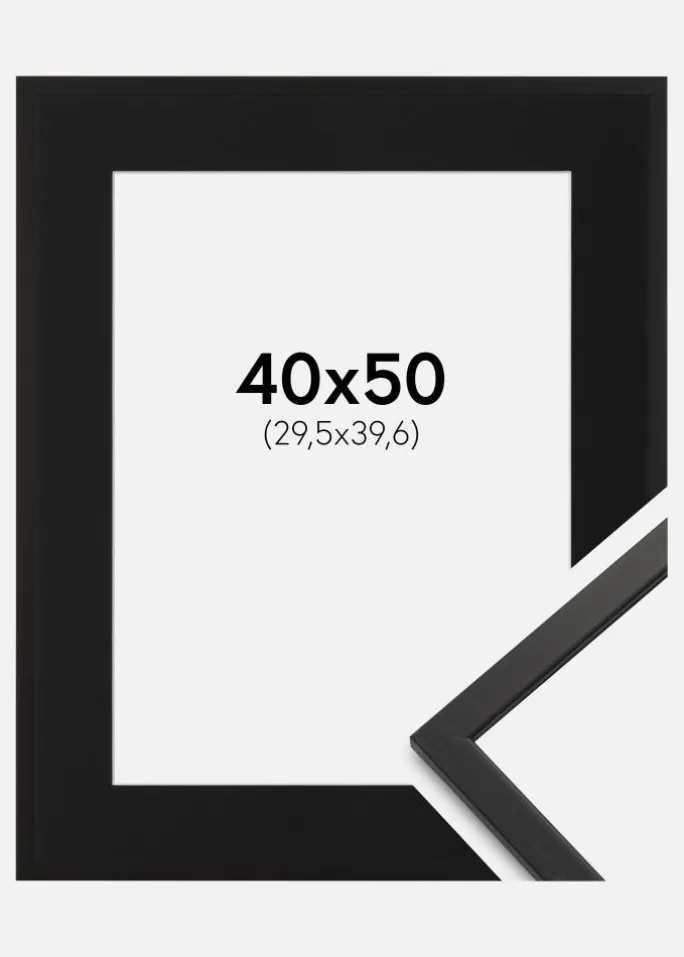 Ramme Edsbyn Sort 40x50 cm - Passepartout Sort 12x16 inches