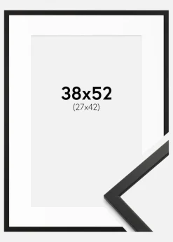 Ramme Edsbyn Sort 38x52 cm - Passepartout Hvid 28x43 cm