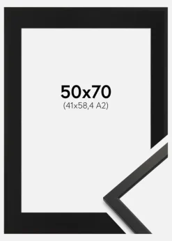 Ramme Edsbyn Sort 50x70 cm - Passepartout Sort 42x59,4 cm
