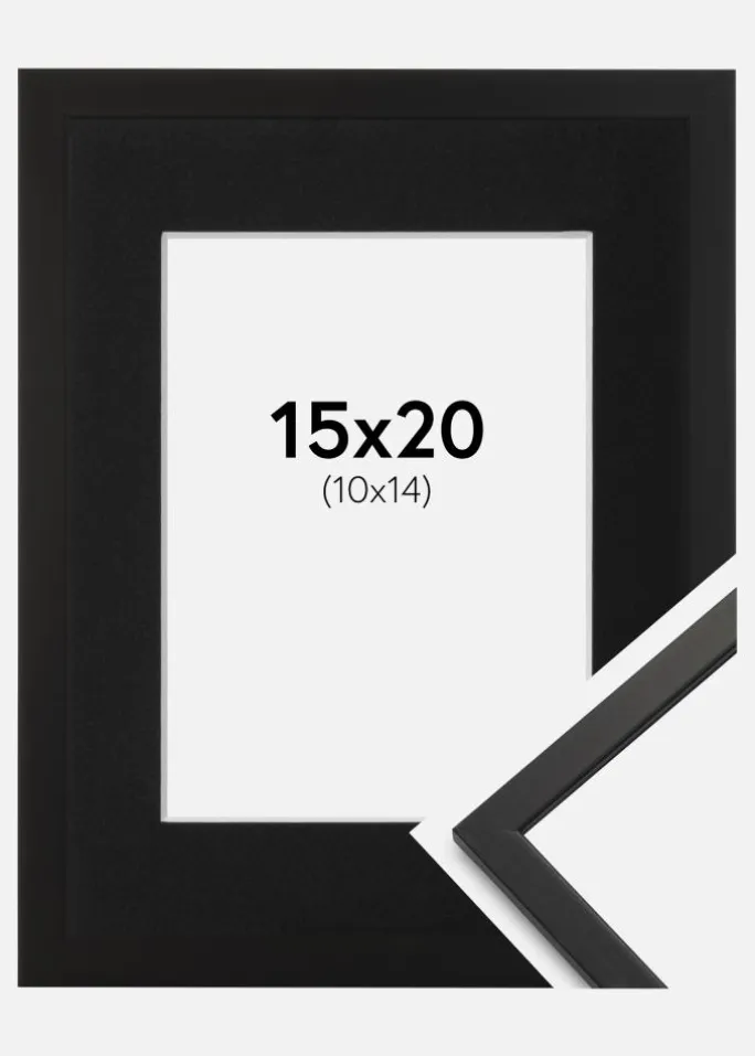 Ramme Edsbyn Sort 15x20 cm - Passepartout Sort 11x15 cm