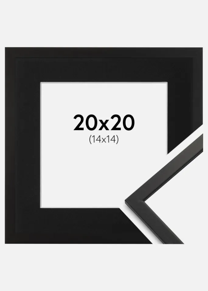 Ramme Edsbyn Sort 20x20 cm - Passepartout Sort 15x15 cm