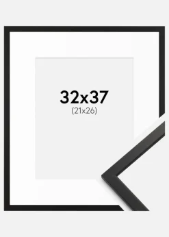 Ramme Edsbyn Sort 32x37 cm - Passepartout Hvid 22x27 cm