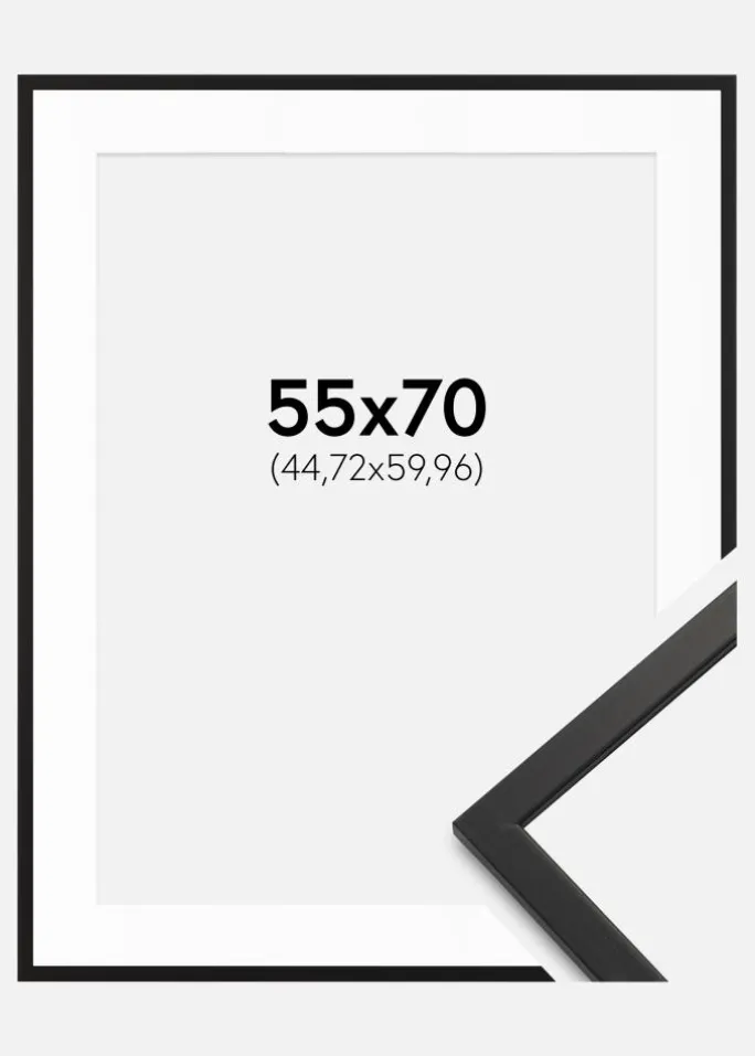 Ramme Edsbyn Sort 55x70 cm - Passepartout Hvid 18x24 inches