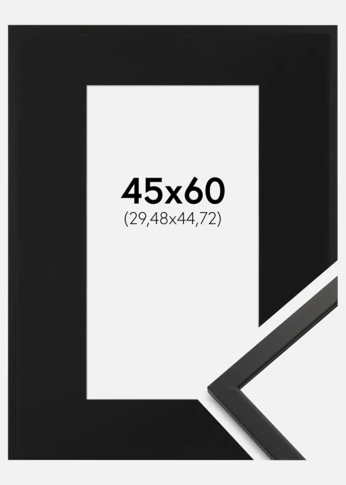 Ramme Edsbyn Sort 45x60 cm - Passepartout Sort 12x18 inches