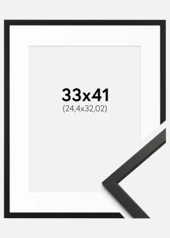 Ramme Edsbyn Sort 33x41 cm - Passepartout Hvid 10x13 inches
