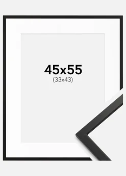 Ramme Edsbyn Sort 45x55 cm - Passepartout Hvid 34x44 cm