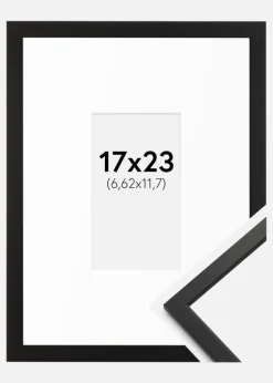 Ramme Edsbyn Sort 17x23 cm - Passepartout Hvid 3x5 inches