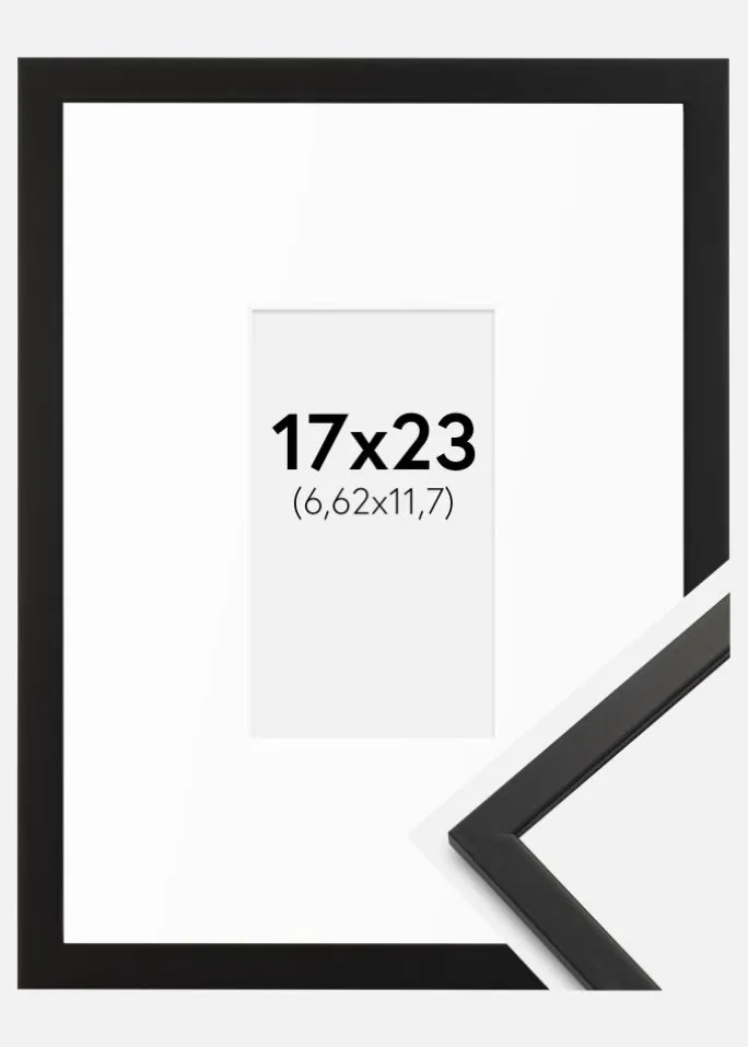 Ramme Edsbyn Sort 17x23 cm - Passepartout Hvid 3x5 inches