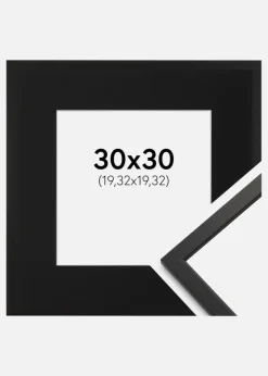 Ramme Edsbyn Sort 30x30 cm - Passepartout Sort 8x8 inches