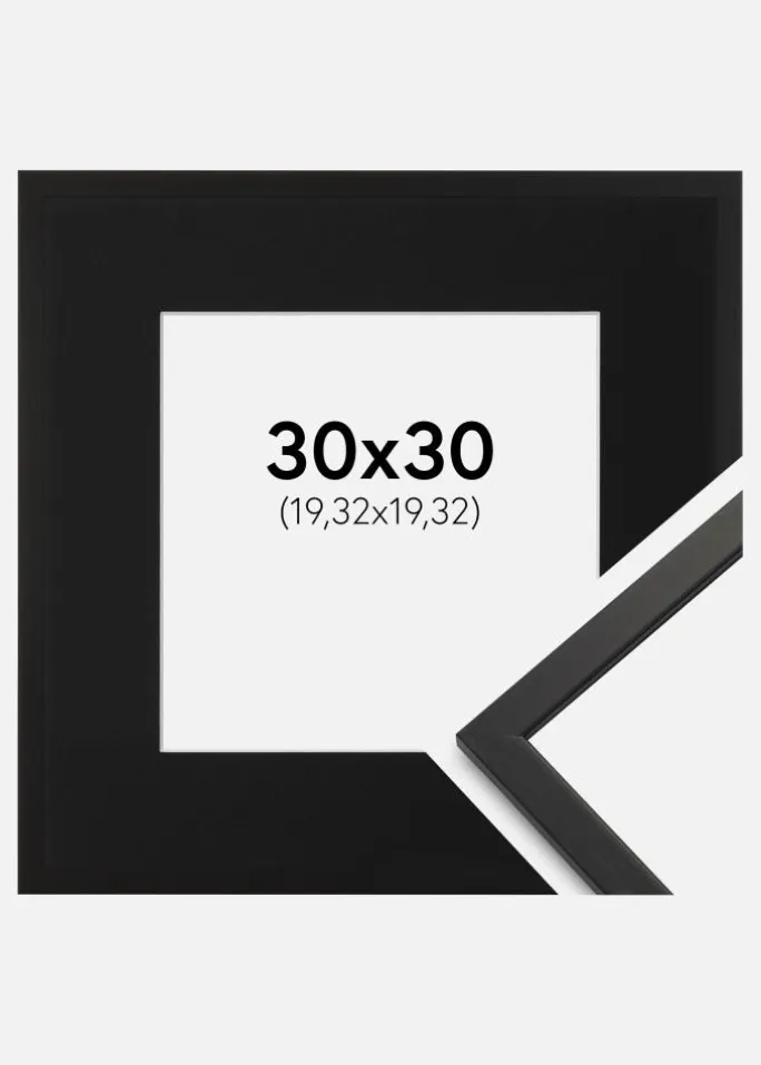 Ramme Edsbyn Sort 30x30 cm - Passepartout Sort 8x8 inches