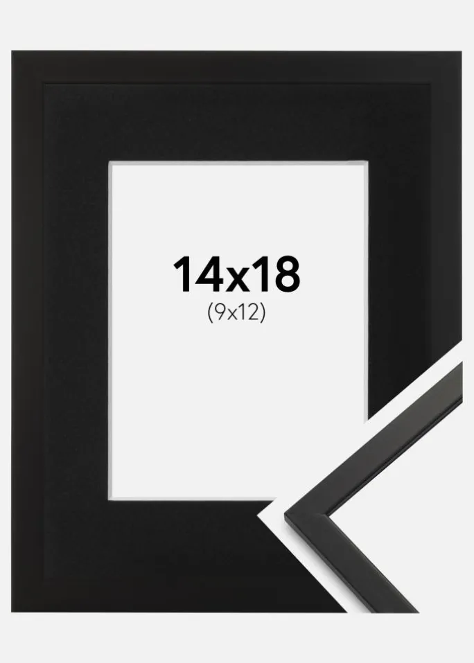 Ramme Edsbyn Sort 14x18 cm - Passepartout Sort 10x13 cm