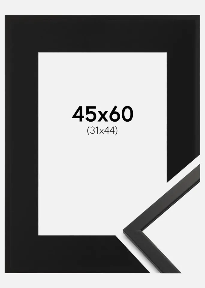Ramme Edsbyn Sort 45x60 cm - Passepartout Sort 32x45 cm