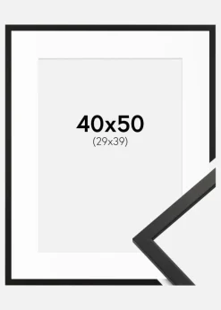 Ramme Edsbyn Sort 40x50 cm - Passepartout Hvid 30x40 cm