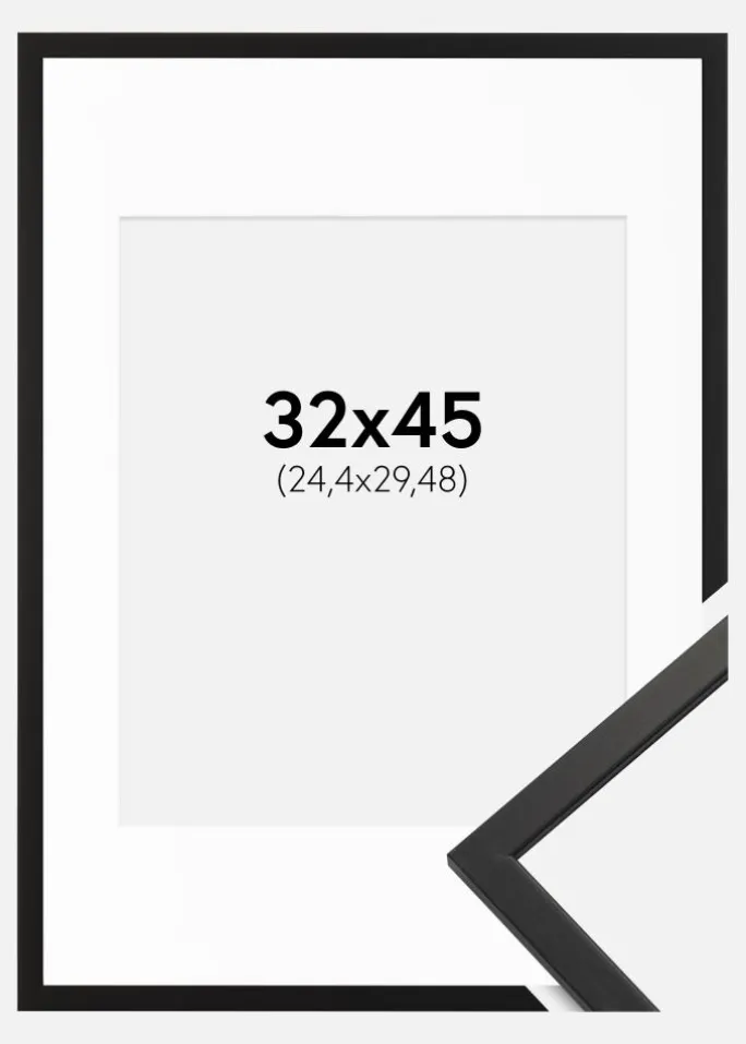 Ramme Edsbyn Sort 32x45 cm - Passepartout Hvid 10x12 inches
