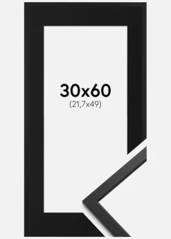 Ramme Edsbyn Sort 30x60 cm - Passepartout Sort 22,7x50 cm