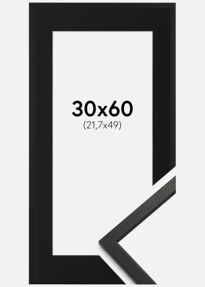 Ramme Edsbyn Sort 30x60 cm - Passepartout Sort 22,7x50 cm