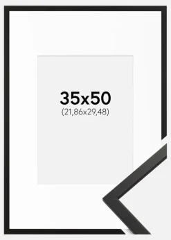 Ramme Edsbyn Sort 35x50 cm - Passepartout Hvid 9x12 inches