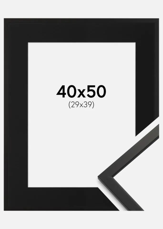 Ramme Edsbyn Sort 40x50 cm - Passepartout Sort 30x40 cm
