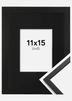 Ramme Edsbyn Sort 11x15 cm - Passepartout Sort 7x9 cm