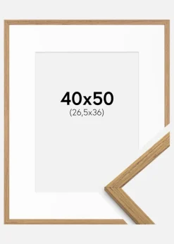 Ramme Edsbyn Teak 40x50 cm - Passepartout Hvid 27,5x37 cm