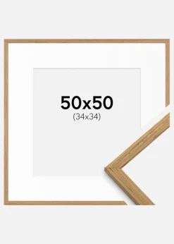 Ramme Edsbyn Teak 50x50 cm - Passepartout Hvid 35x35 cm