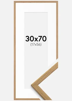 Ramme Edsbyn Teak 30x70 cm - Passepartout Hvid 18x57 cm