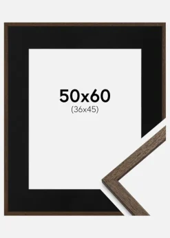 Ramme Edsbyn Valnød 50x60 cm - Passepartout Sort 37x46 cm