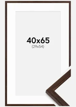 Ramme Edsbyn Valnød 40x65 cm - Passepartout Hvid 30x55 cm