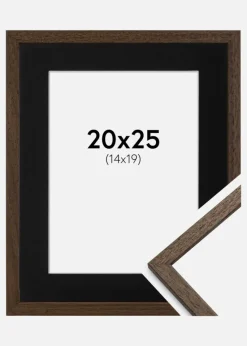 Ramme Edsbyn Valnød 20x25 cm - Passepartout Sort 15x20 cm