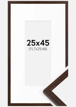 Ramme Edsbyn Valnød 25x45 cm - Passepartout Hvid 5x12 inches