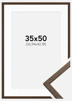 Ramme Edsbyn Valnød 35x50 cm - Passepartout Hvid 11x17 inches