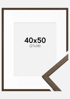Ramme Edsbyn Valnød 40x50 cm - Passepartout Hvid 28x35 cm