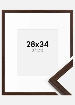 Ramme Edsbyn Valnød 28x34 cm - Passepartout Hvid 18x21 cm
