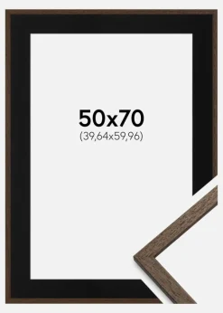 Ramme Edsbyn Valnød 50x70 cm - Passepartout Sort 16x24 inches