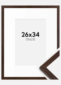 Ramme Edsbyn Valnød 26x34 cm - Passepartout Hvid 16x24 cm