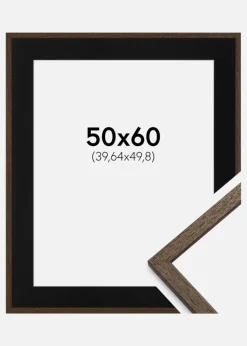 Ramme Edsbyn Valnød 50x60 cm - Passepartout Sort 16x20 inches