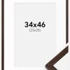 Ramme Edsbyn Valnød 34x46 cm - Passepartout Hvid 24x36 cm