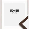 Ramme Edsbyn Valnød 50x55 cm - Passepartout Hvid 40x45 cm