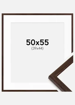 Ramme Edsbyn Valnød 50x55 cm - Passepartout Hvid 40x45 cm