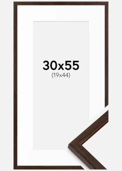 Ramme Edsbyn Valnød 30x55 cm - Passepartout Hvid 20x45 cm