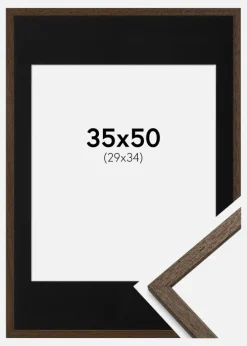 Ramme Edsbyn Valnød 35x50 cm - Passepartout Sort 30x35 cm