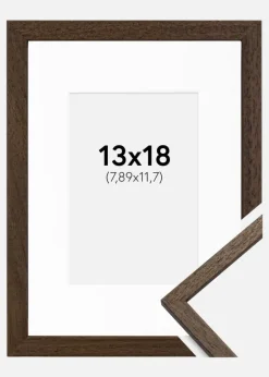 Ramme Edsbyn Valnød 13x18 cm - Passepartout Hvid 3,5x5 inches