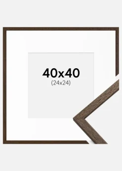 Ramme Edsbyn Valnød 40x40 cm - Passepartout Hvid 25x25 cm