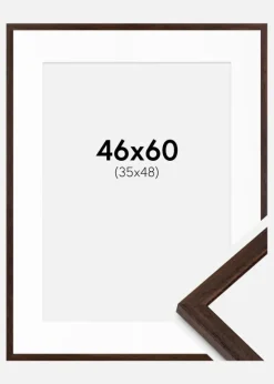 Ramme Edsbyn Valnød 46x60 cm - Passepartout Hvid 36x49 cm