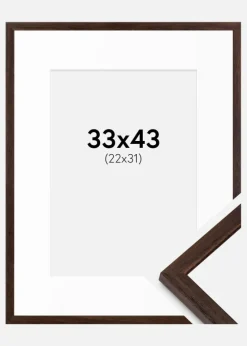 Ramme Edsbyn Valnød 33x43 cm - Passepartout Hvid 23x32 cm